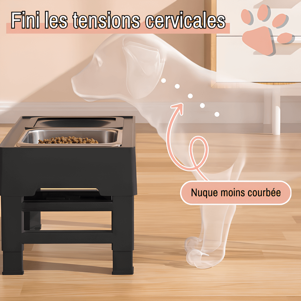 gamelle surélevée pour chien trépied gamelle jujubowllift acier la niche de jules élimine tensions cervicales
