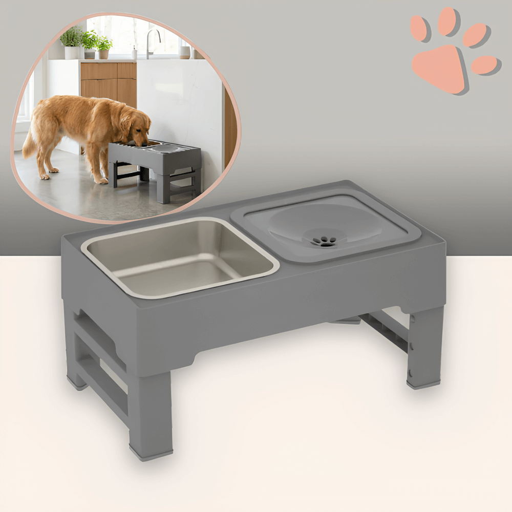 gamelle surélevée pour chien trépied gamelle jujubowllift acier la niche de jules gris