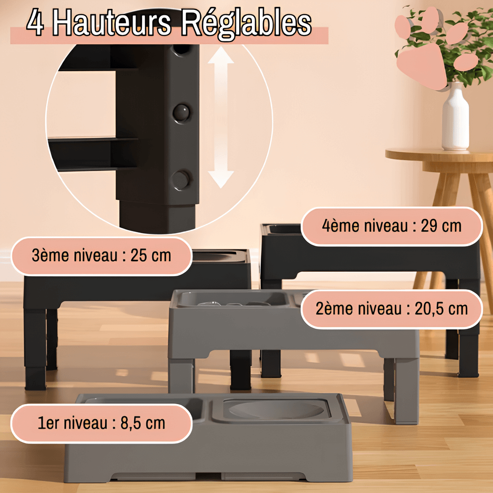 gamelle surélevée pour chien trépied gamelle jujubowllift acier la niche de jules 4 hauteurs réglables