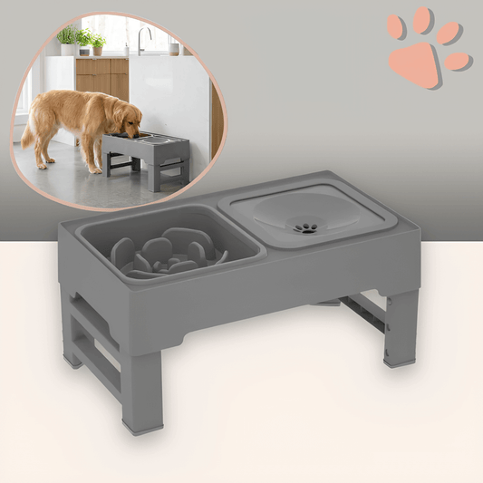 gamelle surélevée pour chien jujubowllift anti glouton la niche de jules gris