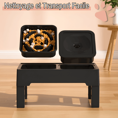 gamelle surélevée pour chien jujubowllift anti glouton la niche de jules nettoyage et transport facile