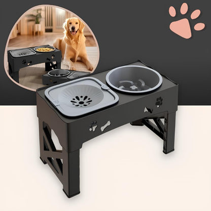 gamelle surélevée pour chien jujupetwell anti glouton la niche de jules gris noir