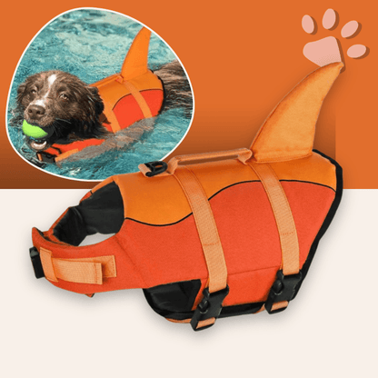 gilet sauvetage pour chien aileron de requin jujushark la niche de jules orange