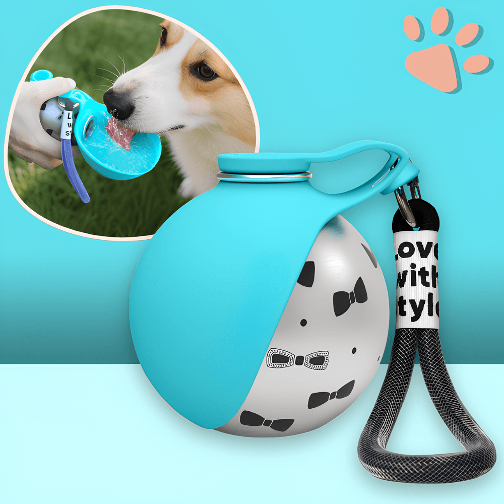 mini gourde ronde pour chien avec bec silicone 285 300 ml 2 en 1  jujuhydrogo la niche de jules bleu papillon