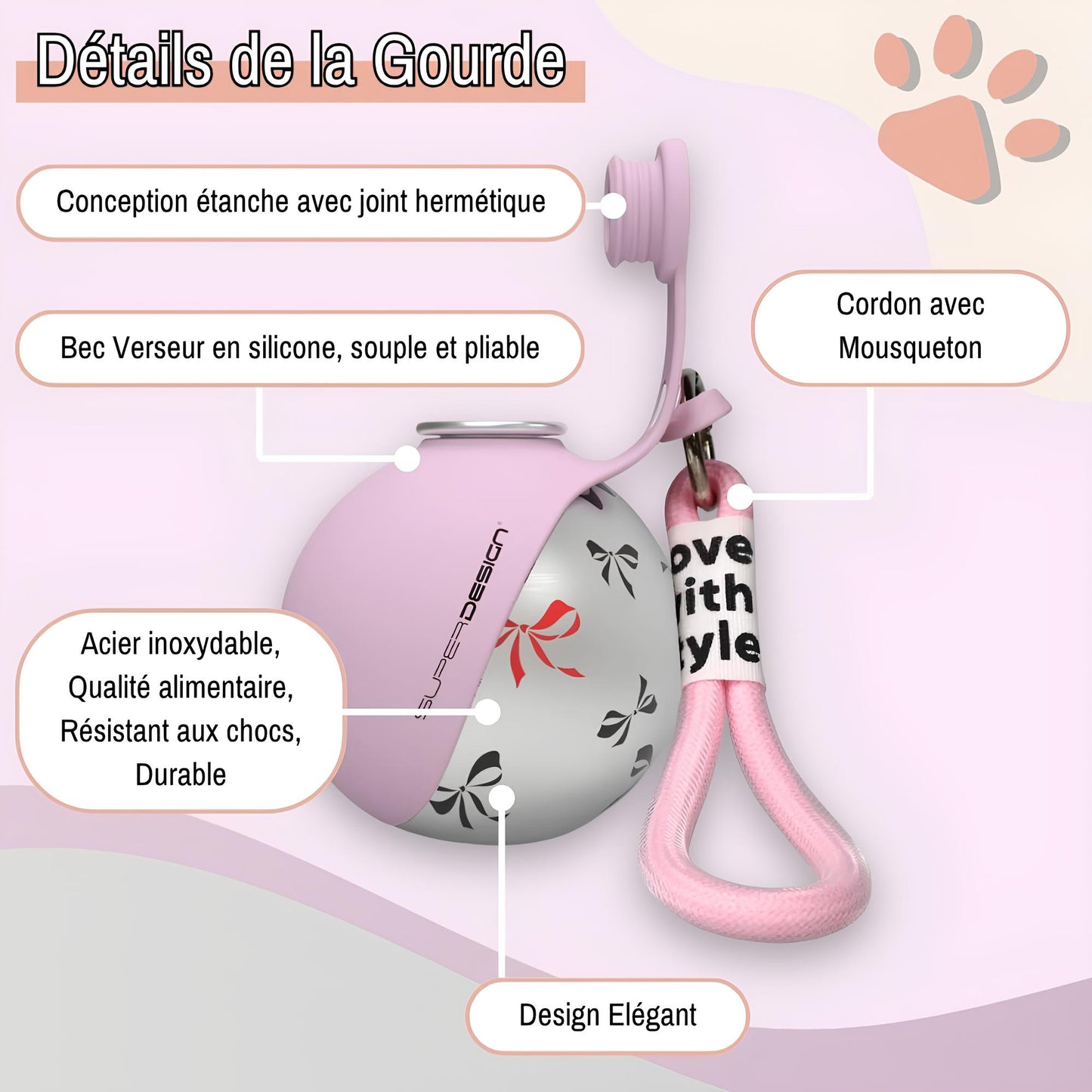 mini gourde ronde pour chien jujuhydrogo la niche de jules détails gourde