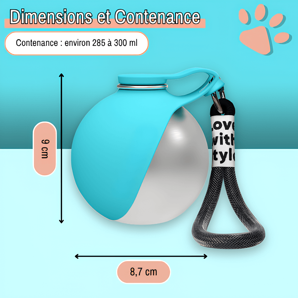 mini gourde ronde pour chien avec bec silicone 285 300 ml 2 en 1  jujuhydrogo la niche de jules dimensions 285 300 ml