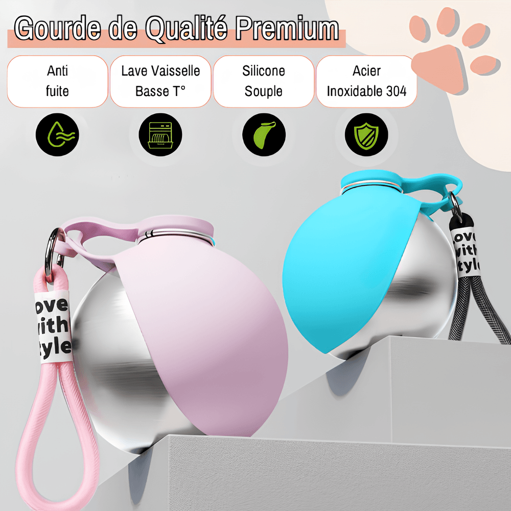 mini gourde ronde pour chien avec bec silicone 285 300 ml 2 en 1  jujuhydrogo la niche de jules qualité premium