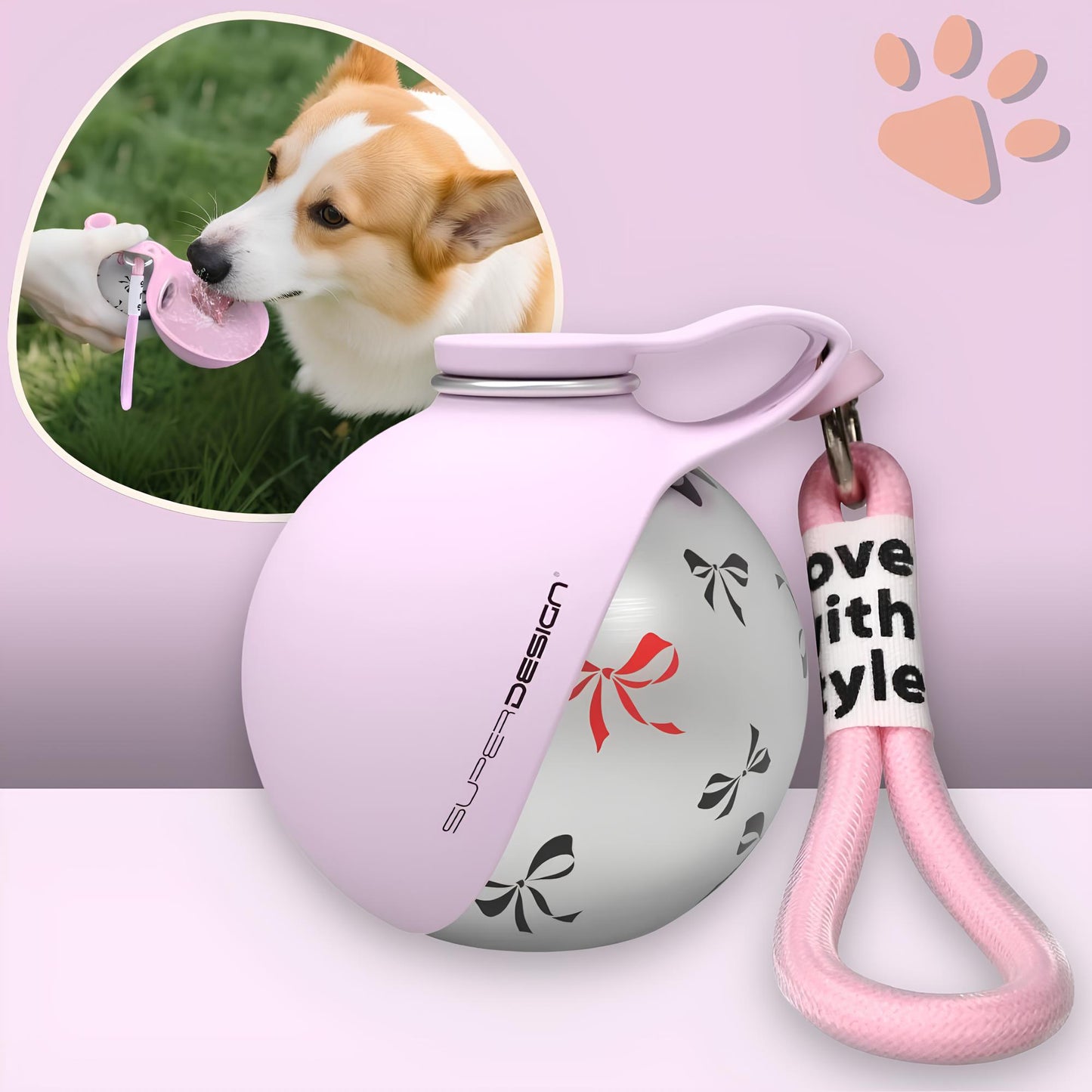 mini gourde ronde pour chien jujuhydrogo la niche de jules rose noeud