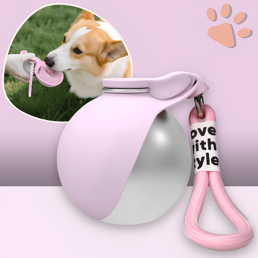 mini gourde ronde pour chien avec bec silicone 285 300 ml 2 en 1  jujuhydrogo la niche de jules rose