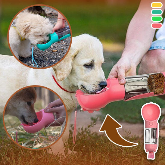gourde 3 en 1 multifonction pour chien eau croquette sac jujugourde la niche de jules facile à boire