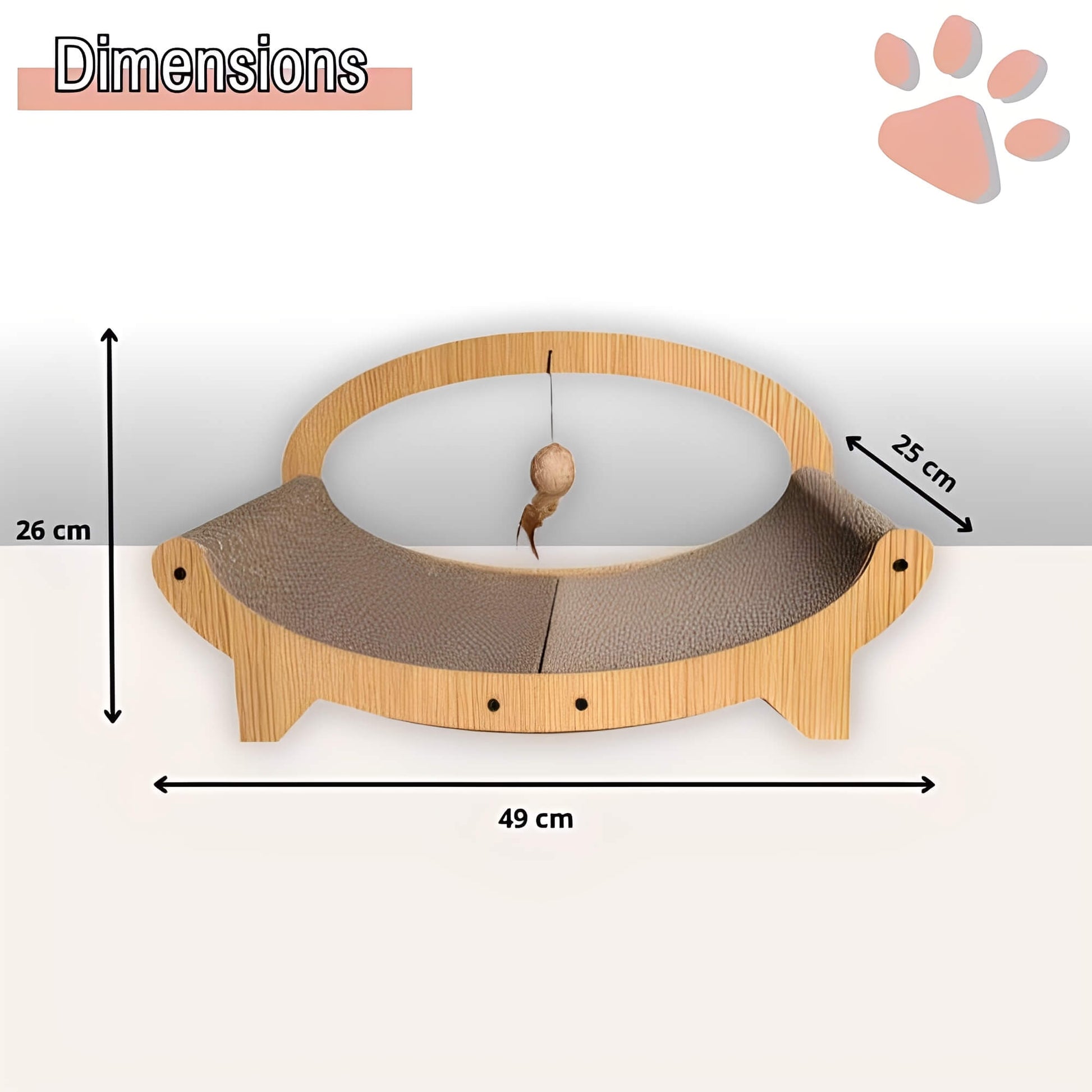 griffoir pour chat forme panier avec jouet JujuLukiEcoStratch dimensions
