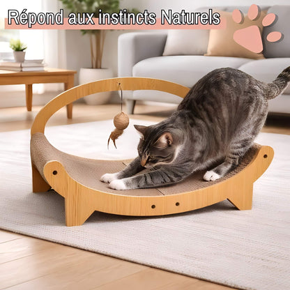 griffoir pour chat forme panier avec jouet JujuLukiEcoStratch repond aux instincts naturels