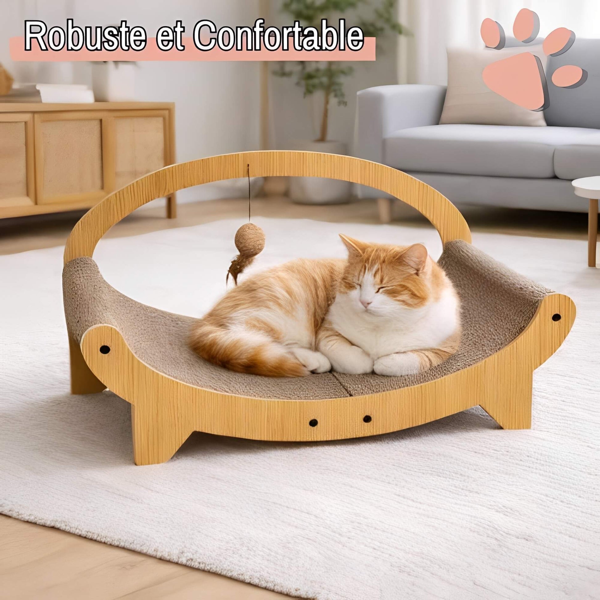 griffoir pour chat forme panier avec jouet JujuLukiEcoStratch robuste confortable