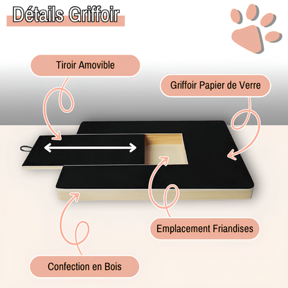 griffoir pour chien avec boite friandise JuJuScratchPaw la niche de jules variante détails 