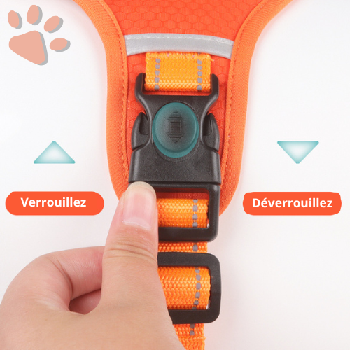 harnais anti traction respirant de qualite pour chien la niche de jules jujuharn fluorescent attache rapide