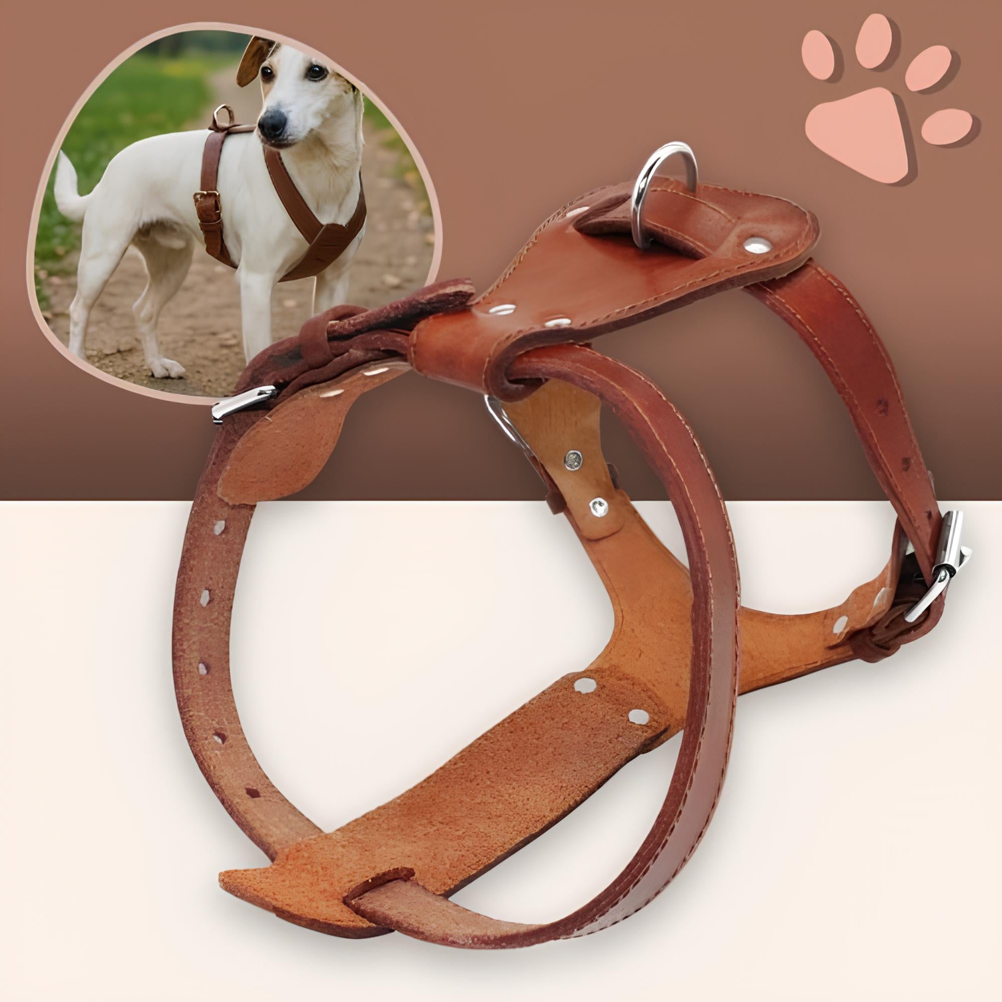 harnais en cuir veritable pour chien la niche de jules jujuluxeharness marron