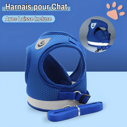 Harnais pour Chat Anti-Tranction avec Laisse OFFERTE | JuJuCatHarn™