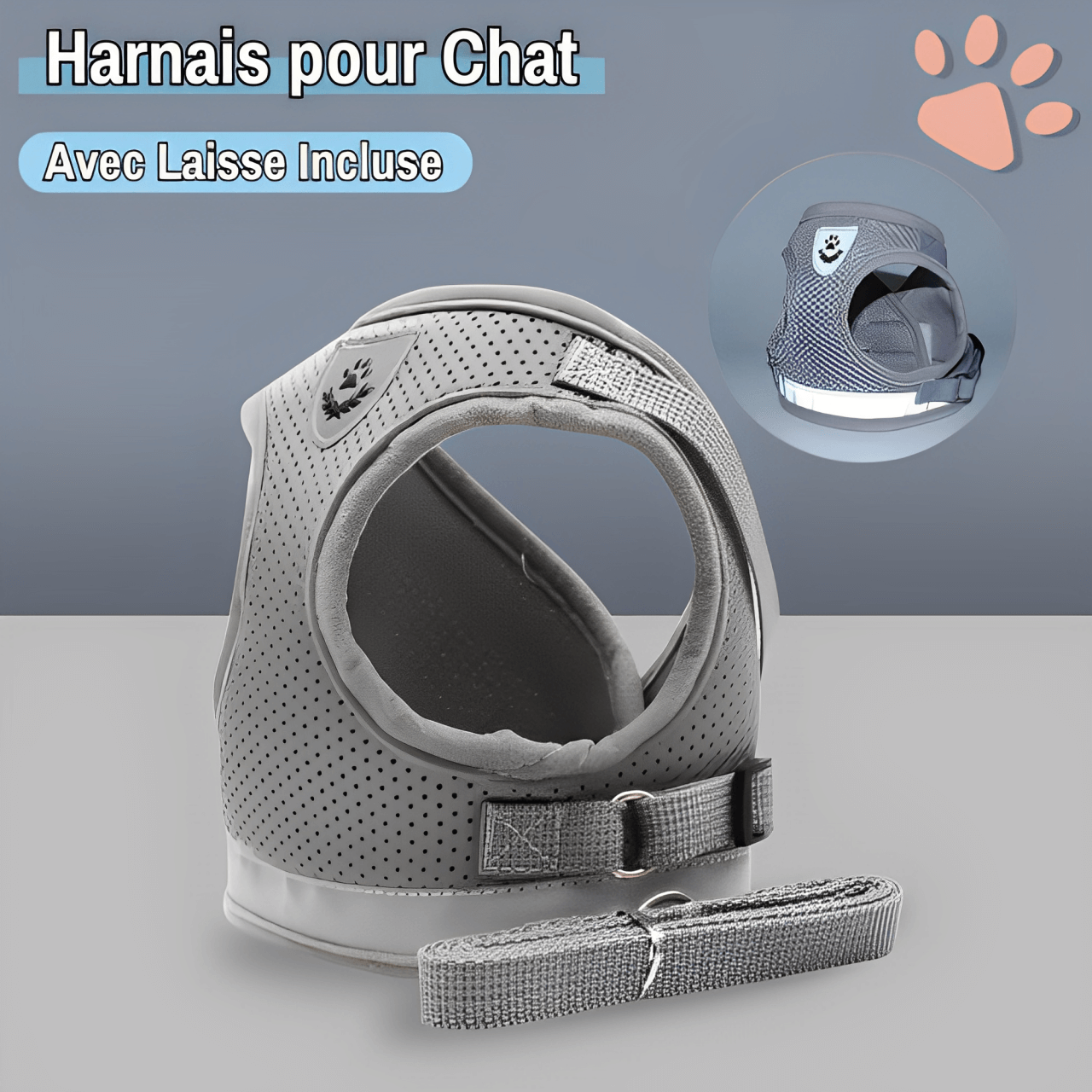 Harnais pour Chat Anti-Tranction avec Laisse OFFERTE | JuJuCatHarn™