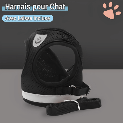 Harnais pour Chat Anti-Tranction avec Laisse OFFERTE | JuJuCatHarn™