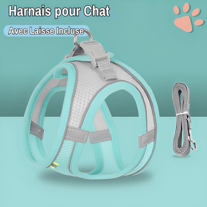 harnais pour chat anti traction SFP jujucatharn2 la niche de jules bleu cyan