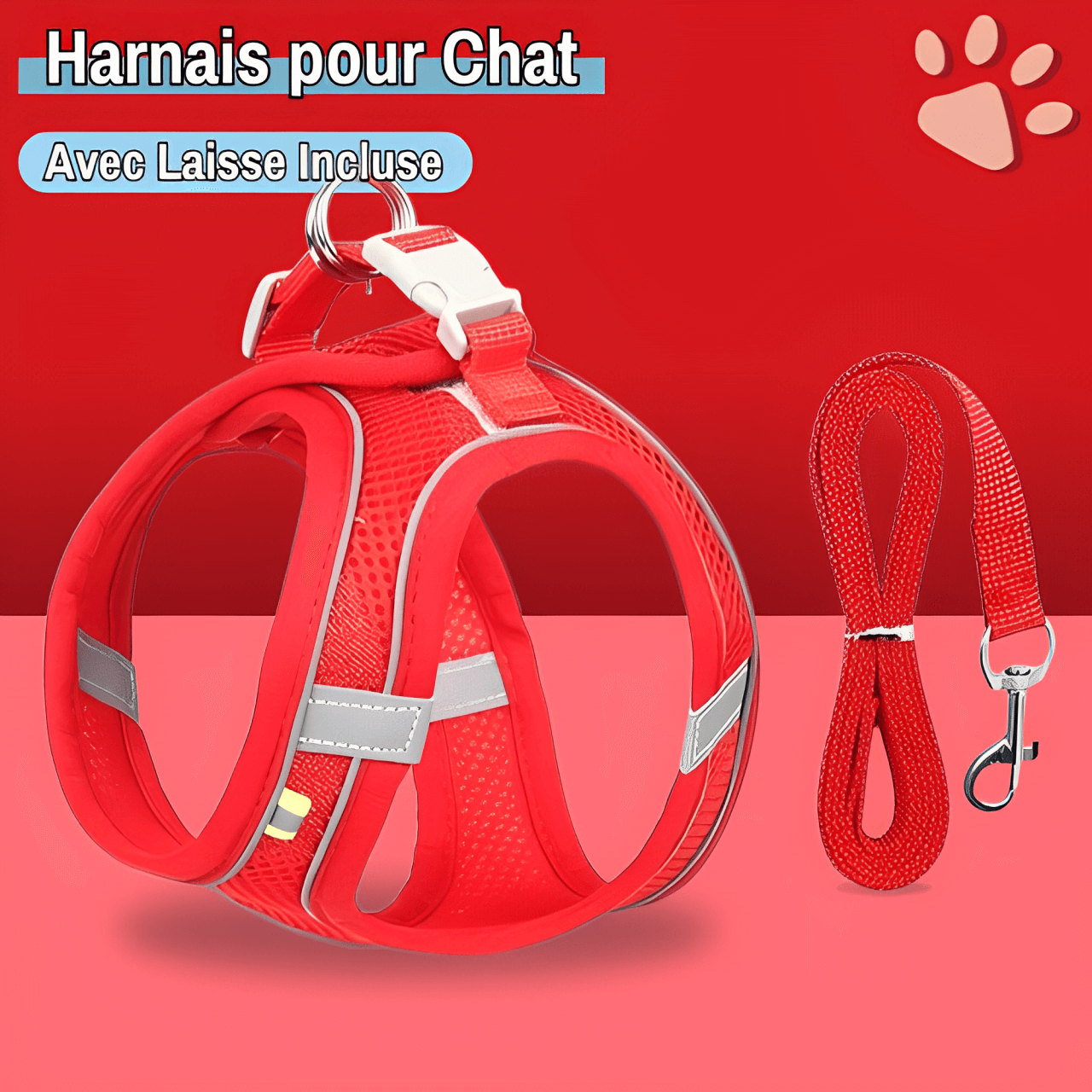 harnais pour chat anti traction SFP jujucatharn2 la niche de jules rouge