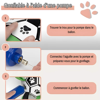 jouet pour chien ballon de
 foot la niche de jules JujuGripball  gonflable à l aide d'une pompe