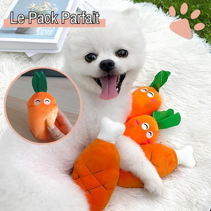 jouet pour chien peluche carotte os de poulet la niche de jules pack parfait