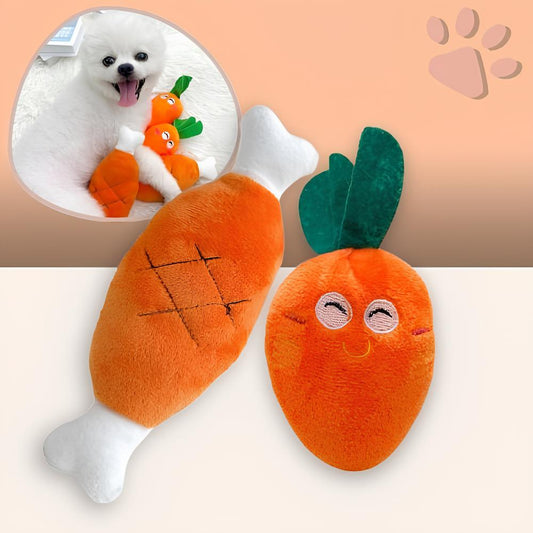 jouet pour chien peluche carotte os de poulet la niche de jules orange