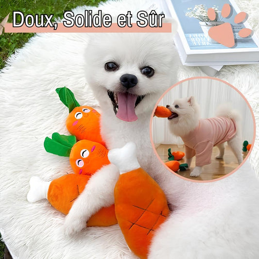 jouet pour chien peluche carotte os de poulet la niche de jules durable