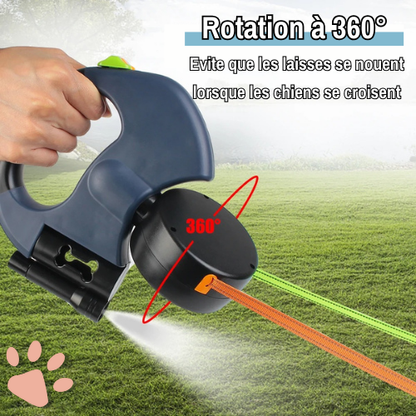 laisse double pour chien rotation 360 et 3 en 1 jujudualleash la niche de jules rotation