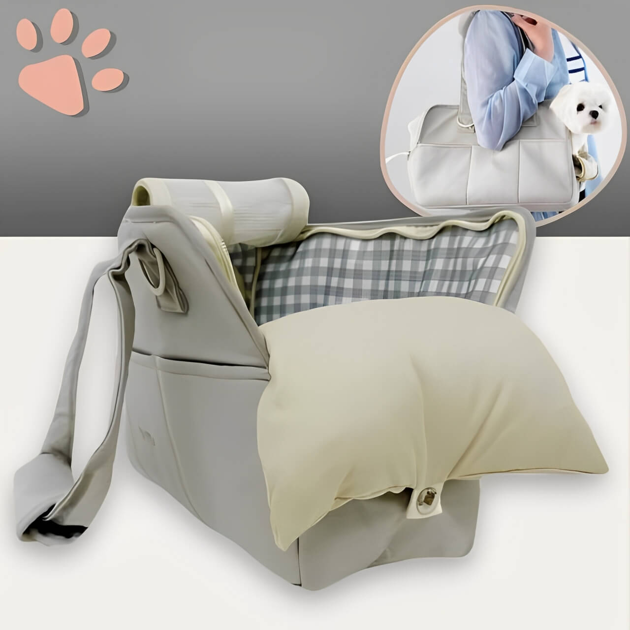 sac de transport pour chien chat jujudeluxebag la niche de jules gris coussin