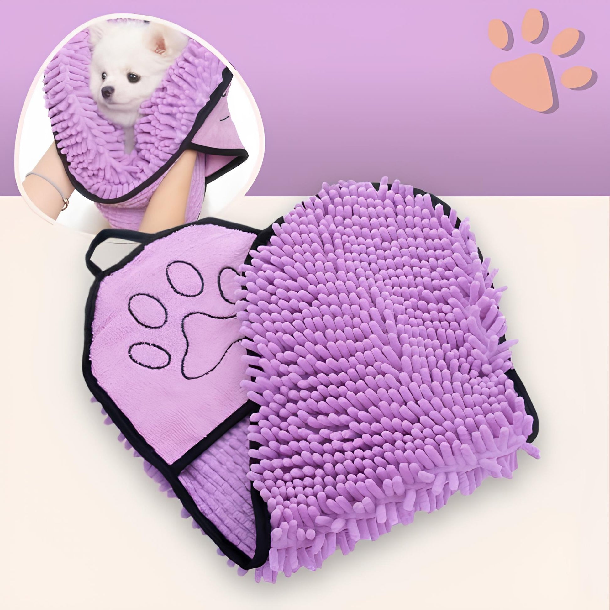 serviette pour chien chat jujudryglove la niche de jules mauve