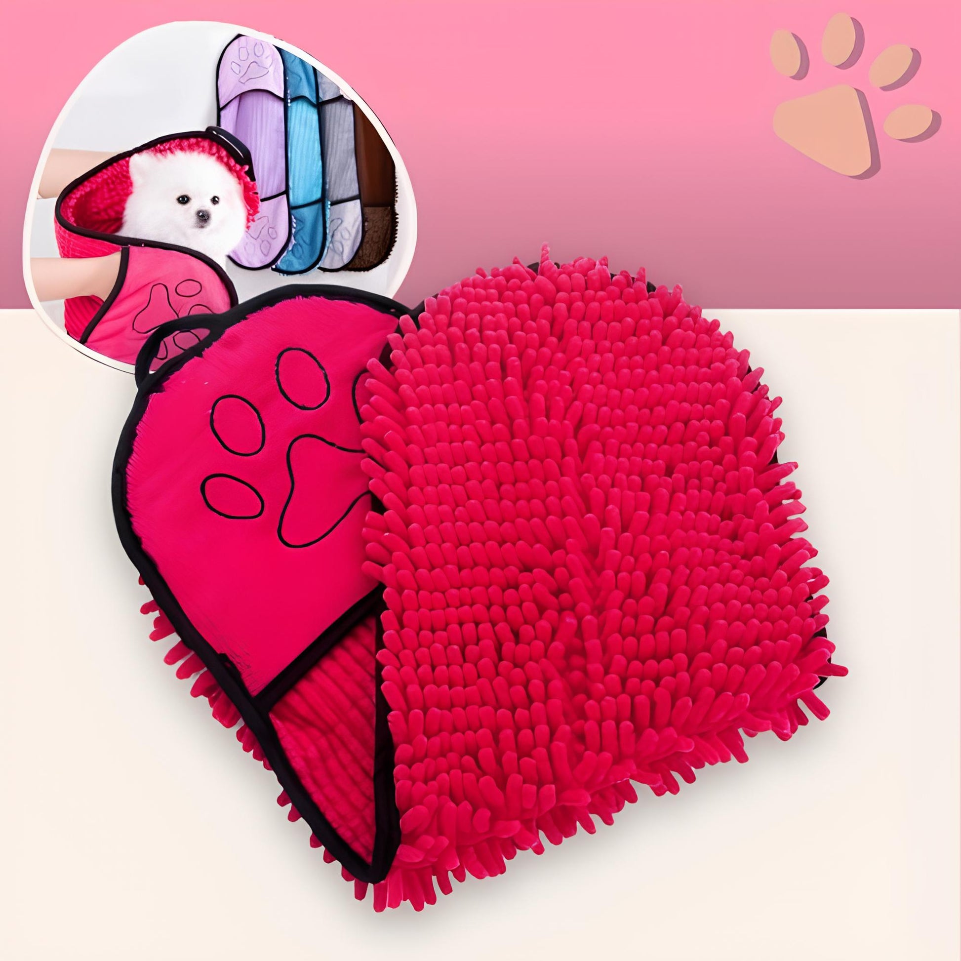serviette pour chien chat jujudryglove la niche de jules rouge rosé